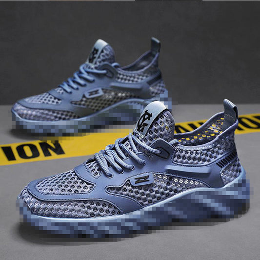 Beach shoes, summer mesh casual shoes, breathable cut-out sandals, versatile lightweight men's outdoor sports trendy shoes