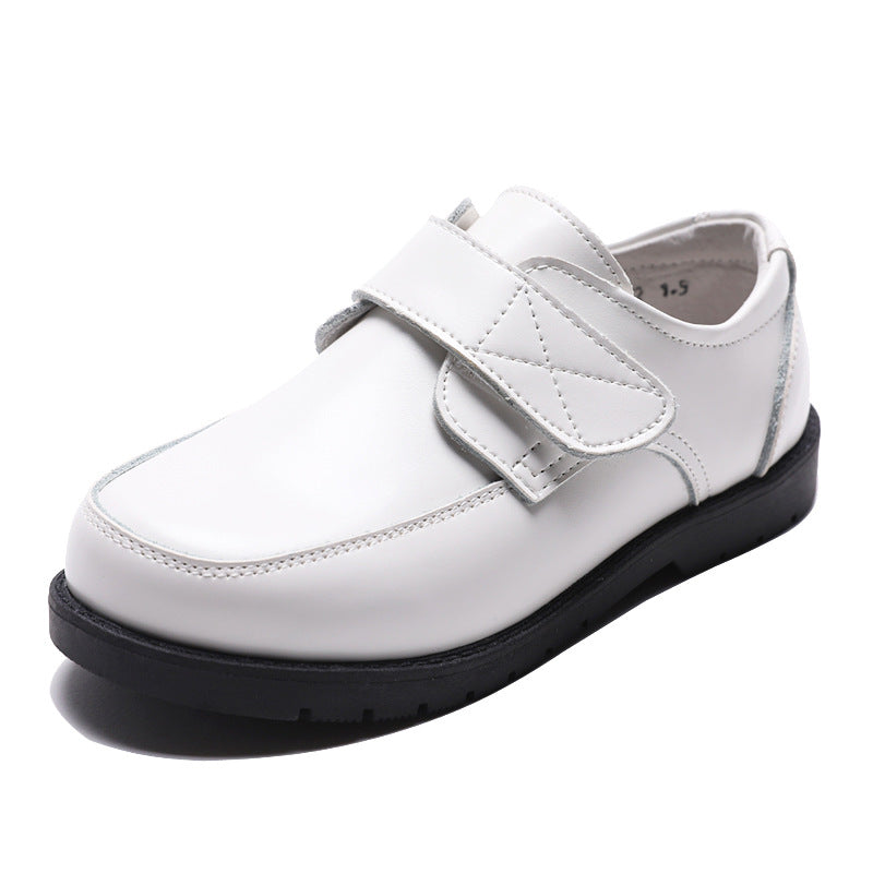 Children's leather shoes: boys' white leather shoes, soft soles, British style, 2026 spring/summer new collection, elementary school performance shoes, school shoes