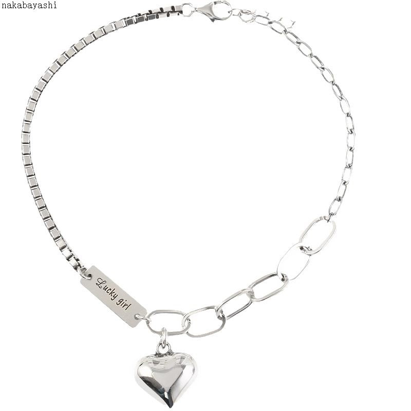 Fashion personality glossy love bracelet women's simple niche design rectangular brand letter anklet retro jewelry