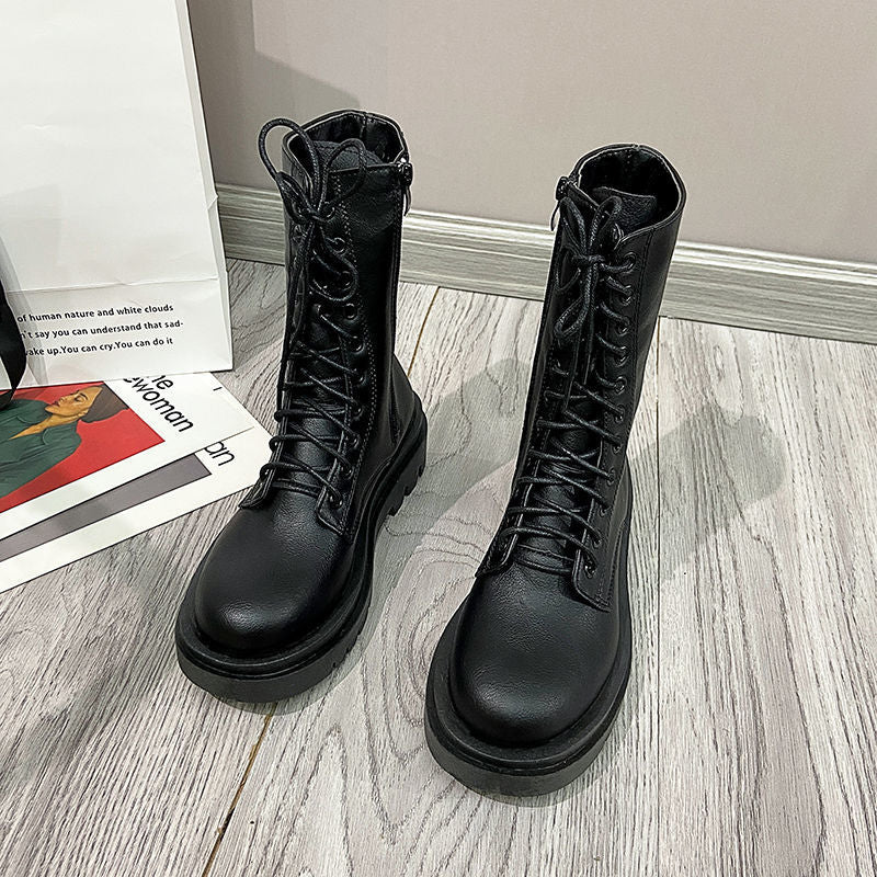 Z35-43 Plus Size Women's Shoes Internet Red Handsome Martin Boots Women's British Wind Medium Thin Boots 41 Thin Biker Boots 4