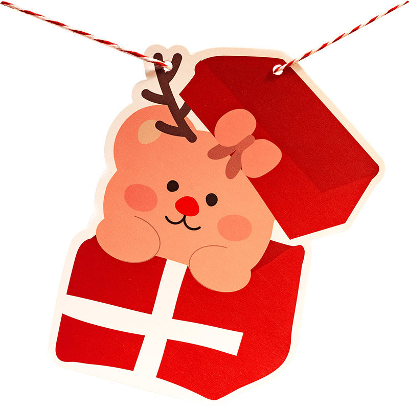 Senyu Leaf Christmas Atmosphere Decoration Hanging Card Student Party with Rope Cartoon Pendant Window Background Wall Hanging Decoration