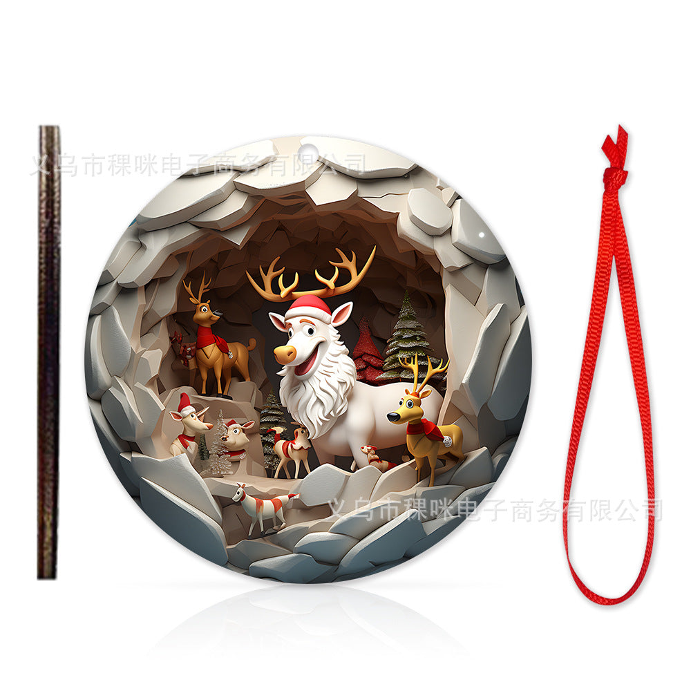 Cross border wooden pendant Christmas decoration Christmas tree hanging holiday craft wooden pendant cartoon gift