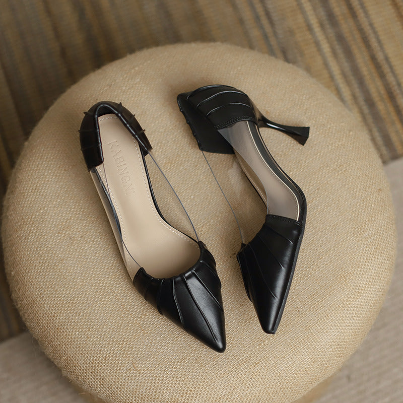 Pointed high heels, women's stiletto heels, 2025 new spring and autumn design, niche French temperament, single shoes, evening shoes