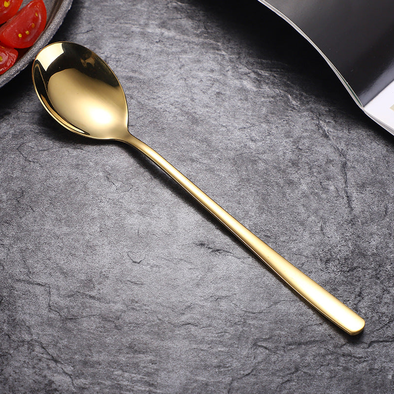 304 stainless steel Korean style long-handled spoon fork