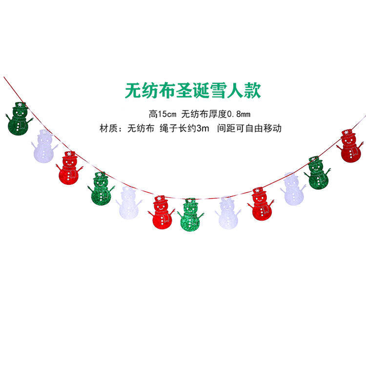 Christmas felt decorations Christmas tree Christmas stockings triangular flag latte art hanging flag window layout latte art