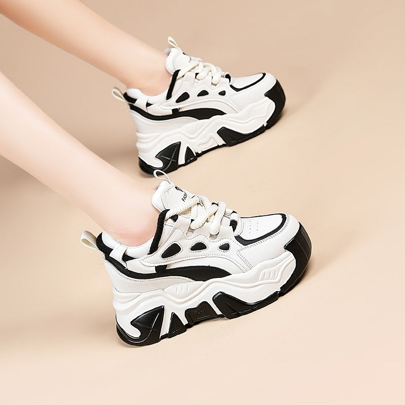 Thick-soled heightened daddy shoes women's 2025 autumn/winter new casual sneakers women's versatile trendy muffin shoes
