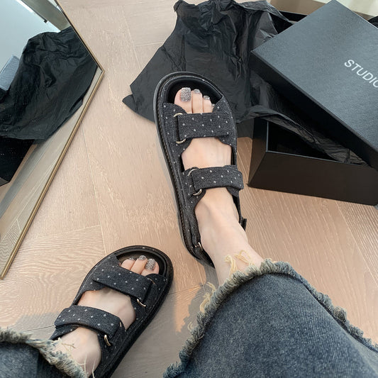 Grape Mom Studiolee Island Holidays Versatile with Velcro Thick-soled Beach Sports Sandals for Women