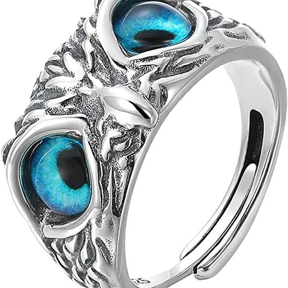 Halloween owl ring literary vintage metal jewelry ring niche high-end men's couple ring