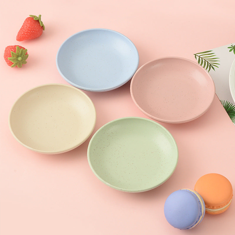 Cross-border wheat straw 10cm coarse salt plate round plate seasoning plate snack sauce vinegar plate bone spitting plate