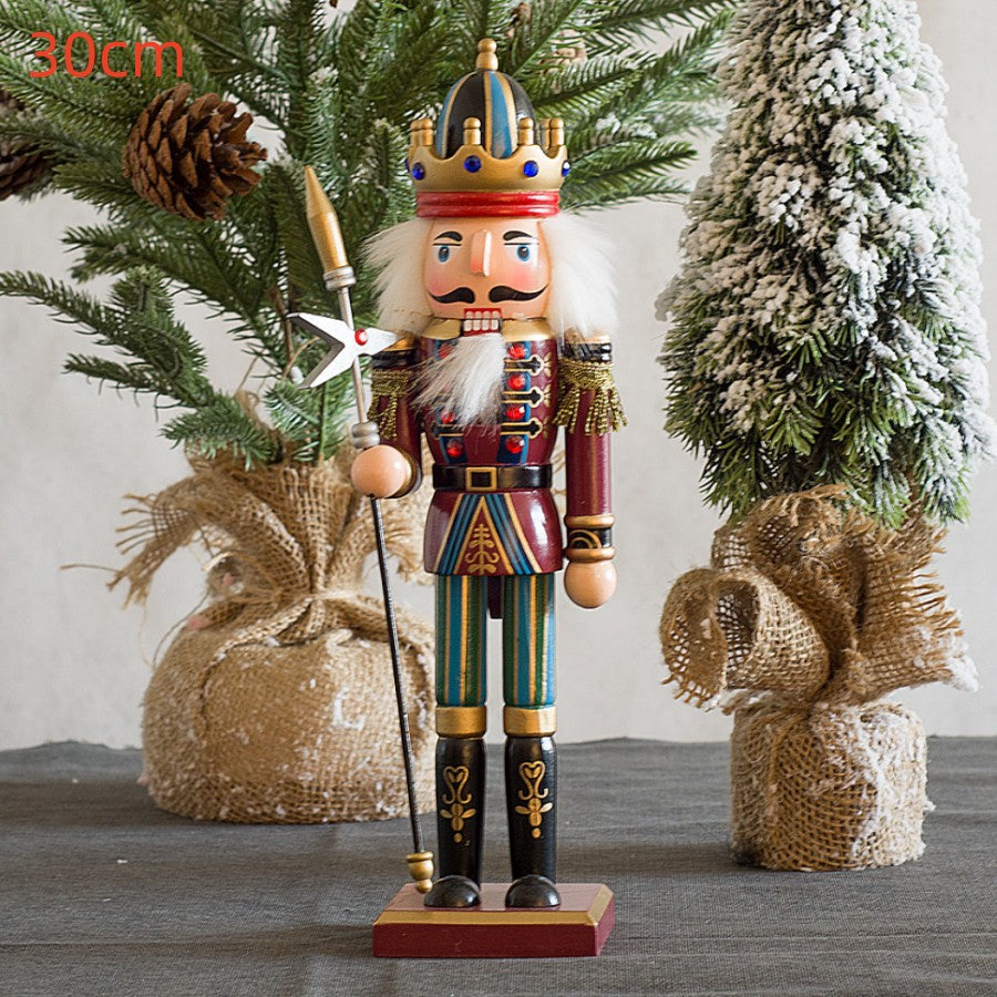 Cross-border spot new nutcracker wooden handicraft ornaments in different sizes Creative home Christmas ornaments