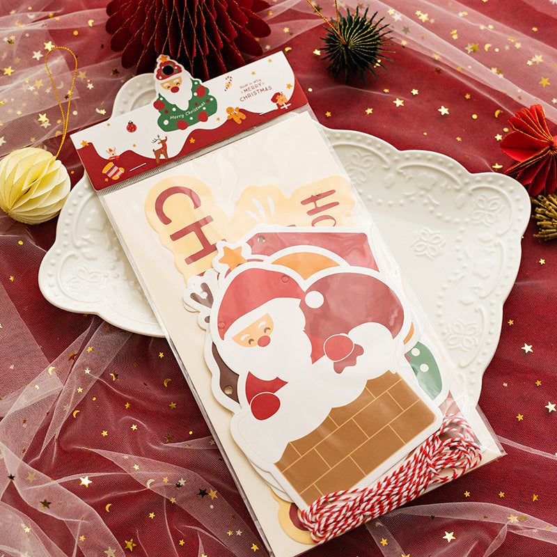 Senyu Leaf Christmas Atmosphere Decoration Hanging Card Student Party with Rope Cartoon Pendant Window Background Wall Hanging Decoration