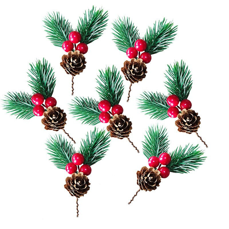Christmas Pine Needle Pine Cone Christmas Gift Decoration Christmas Eve Gift Box Packaging Simulated Pine Cone DIY Garland Bouquet