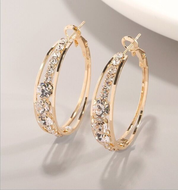 Cross-border explosive products European and American diamond inlaid women's earrings Large circle earrings earrings ear jewelry manufacturers wholesale