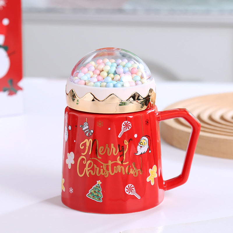 Wholesale ceramic mug Christmas gift box set with lid spoon mug water glass gift souvenir printing gift bone china