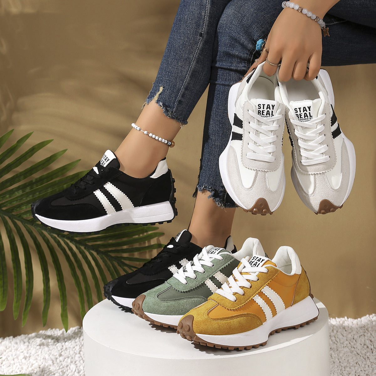 Plus-size small waist daddy shoe girl 2025 spring/summer new Internet celebrity platform student casual shoes sports Forrest Gump shoe girl