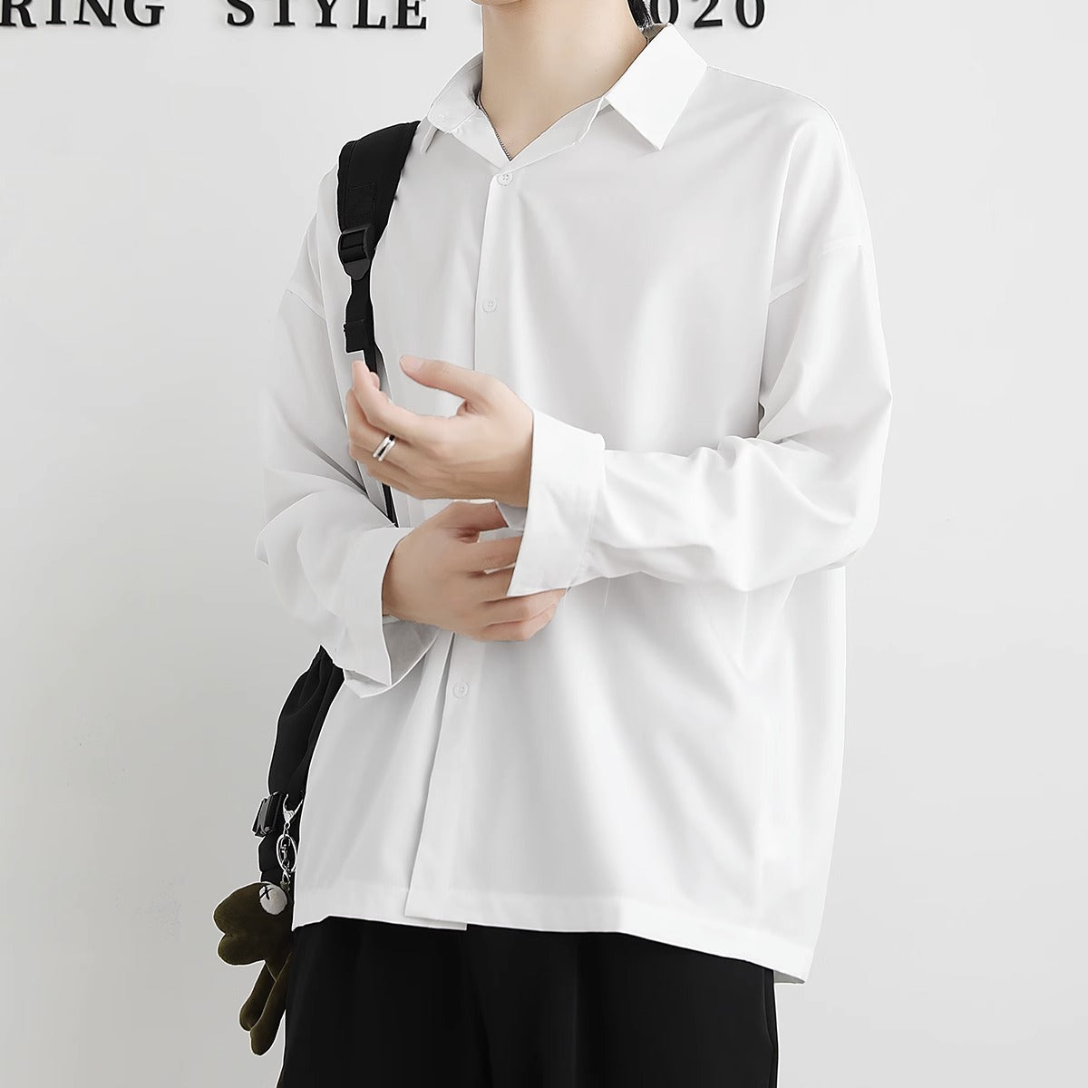 Spring and autumn shirts, men's black shirts, drape, non-iron, loose long-sleeved, handsome, casual design, manufacturers wholesale