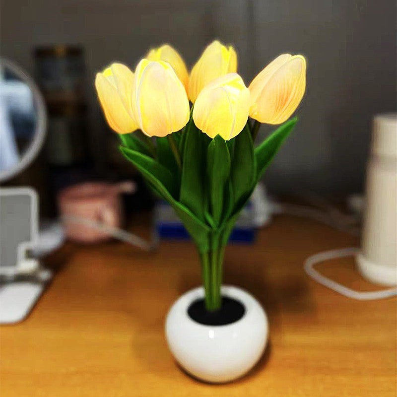 LED tulip night light simulated bouquet ornaments bedside decoration ambient light home dimmable