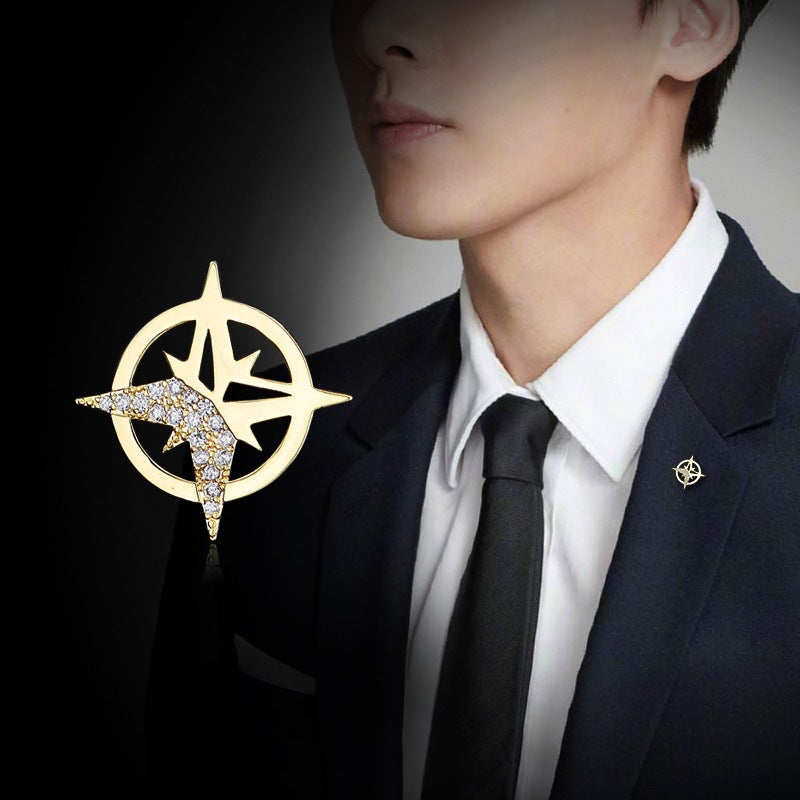 Six-pointed star brooch men's suit corsage small collar pin shirt collar buckle ins tide personality badge buckle anti-bare buckle
