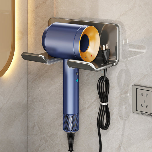 Hair dryer rack free punching bathroom hair dryer hanger bathroom wall-mounted hair dryer bracket storage artifact