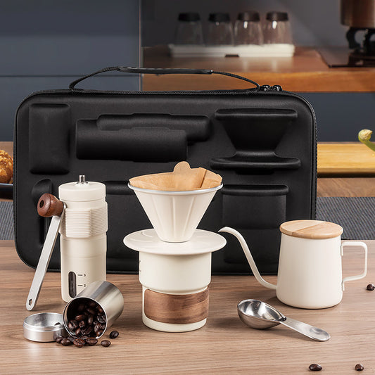 Pour-over coffee set, outdoor camping, coffee equipment, portable travel coffee pot, hand grinder, coffee machine