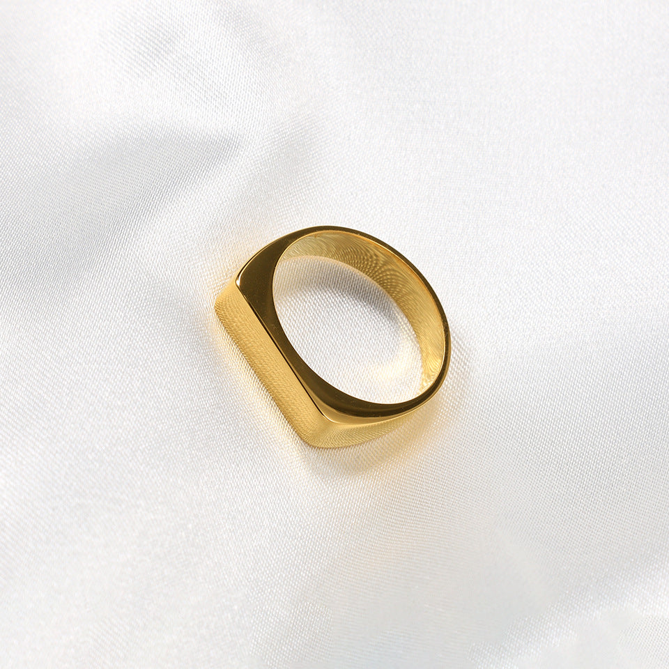 Cross-border new products Simple titanium steel 18k gold ring Personalized stainless steel non-fading men's food ring hand jewelry