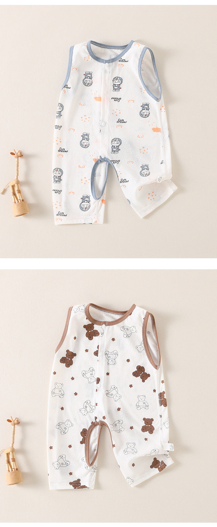 Baby one-piece clothes, cotton mesh, summer style, thin newborn camisole, Ha coat, crawl clothes, sleeveless baby