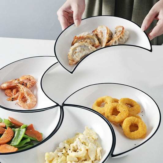 Plate combination tableware moon platter household ceramic plate creative simple vegetable plate seafood plate cross-border supply supermarket