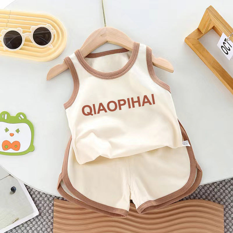 Children's vest set, summer thin boy and girl baby shorts, small children's sports two-piece set, tide one dropshipping