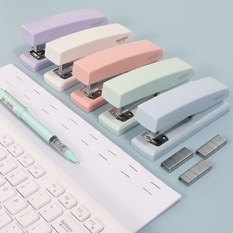 Shanghui 1366 macaron color stapler for students office small binding supplies portable medium stapler