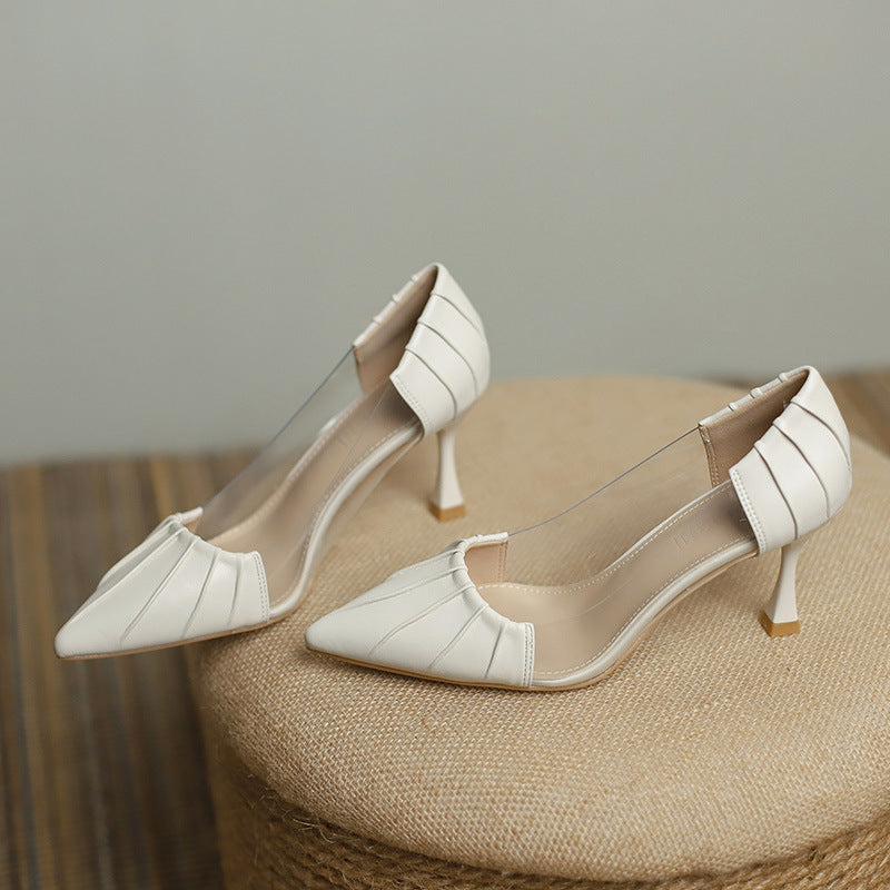 Pointed high heels, women's stiletto heels, 2025 new spring and autumn design, niche French temperament, single shoes, evening shoes