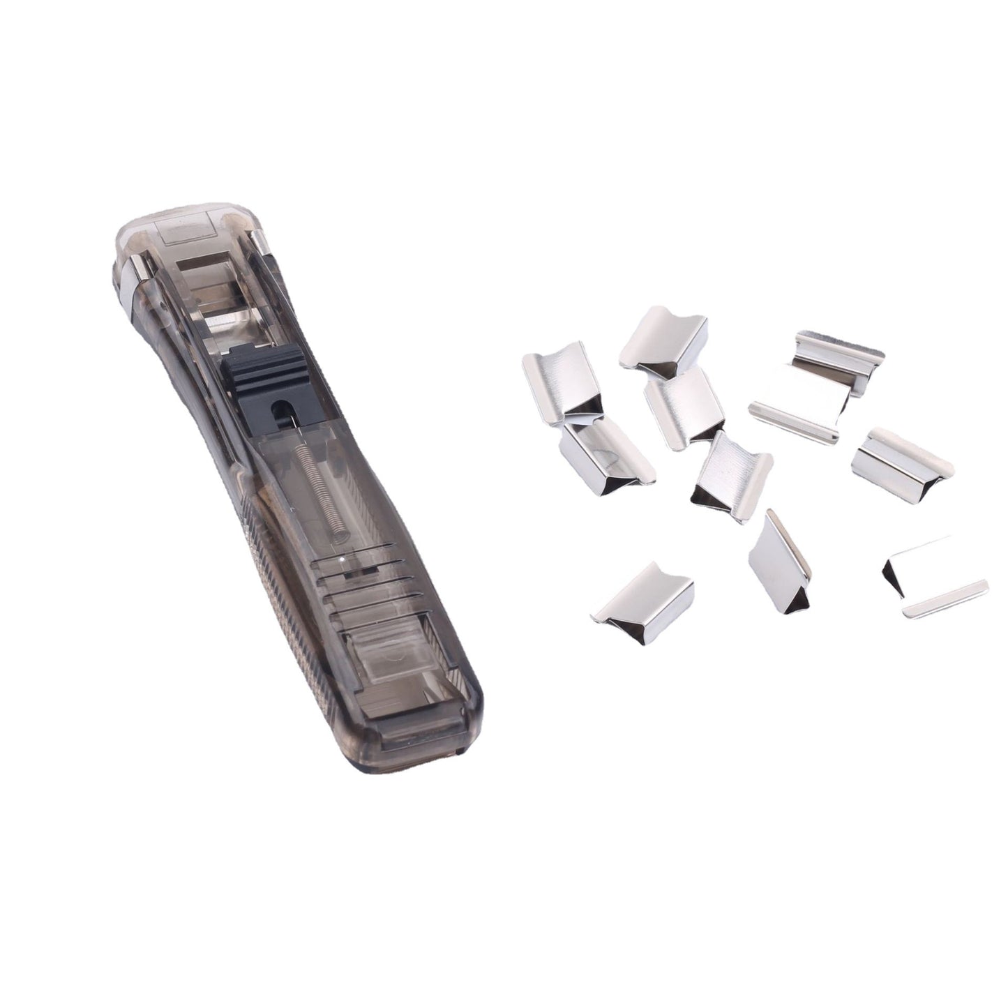 Factory wholesale office stationery medium push clip refill clip creative stapler needleless reusable