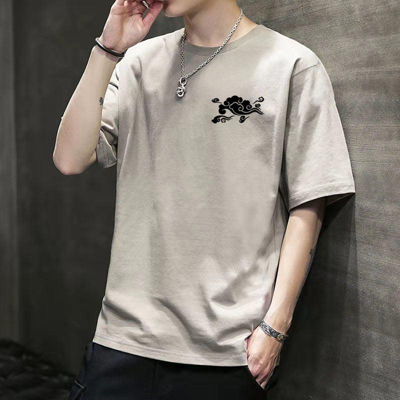 men's short sleeve t-shirt 2024 new summer trend korean loose base layer shirt clothes shirt plus size teen