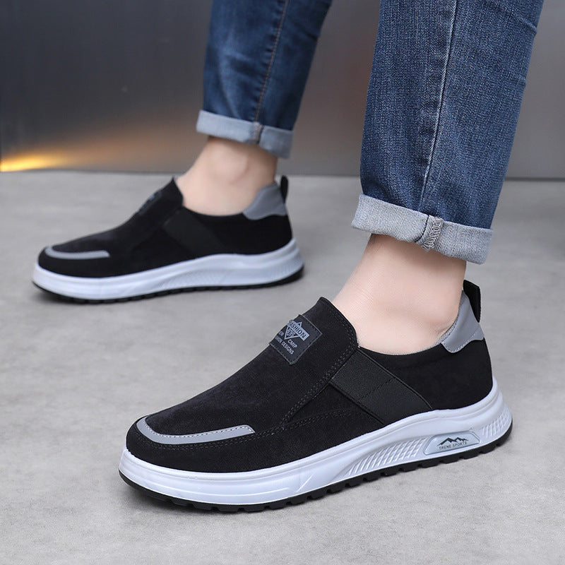 Shoes: men's slip-on comfortable, lazy soft-soled canvas shoes, casual breathable, non-slip and anti-odor single shoes, outdoor walking shoes