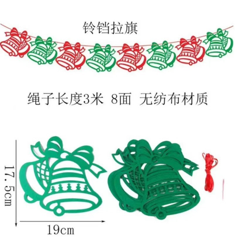 Christmas felt decorations Christmas tree Christmas stockings triangular flag latte art hanging flag window layout latte art