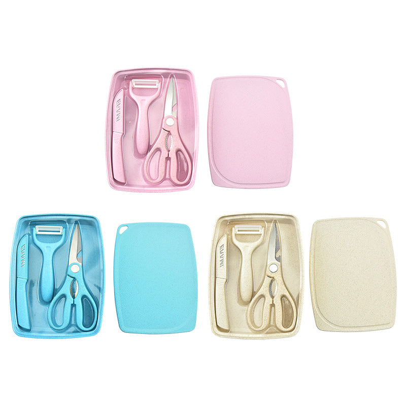 Wheat straw stainless steel knife set gift set knife kitchen knife fruit knife set household dorm supplies