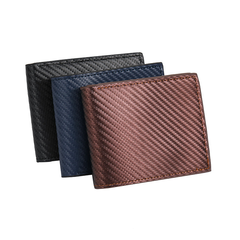 Cross-border spot new carbon fiber pattern large capacity wallet multi-card slot simple coin slot men's wallet manufacturer