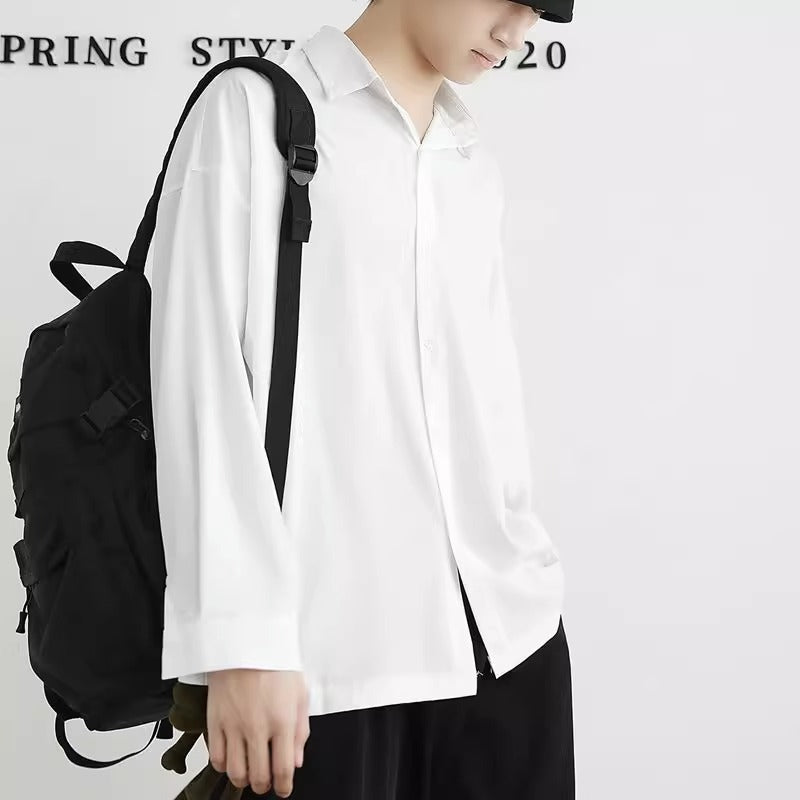 Spring and autumn shirts, men's black shirts, drape, non-iron, loose long-sleeved, handsome, casual design, manufacturers wholesale