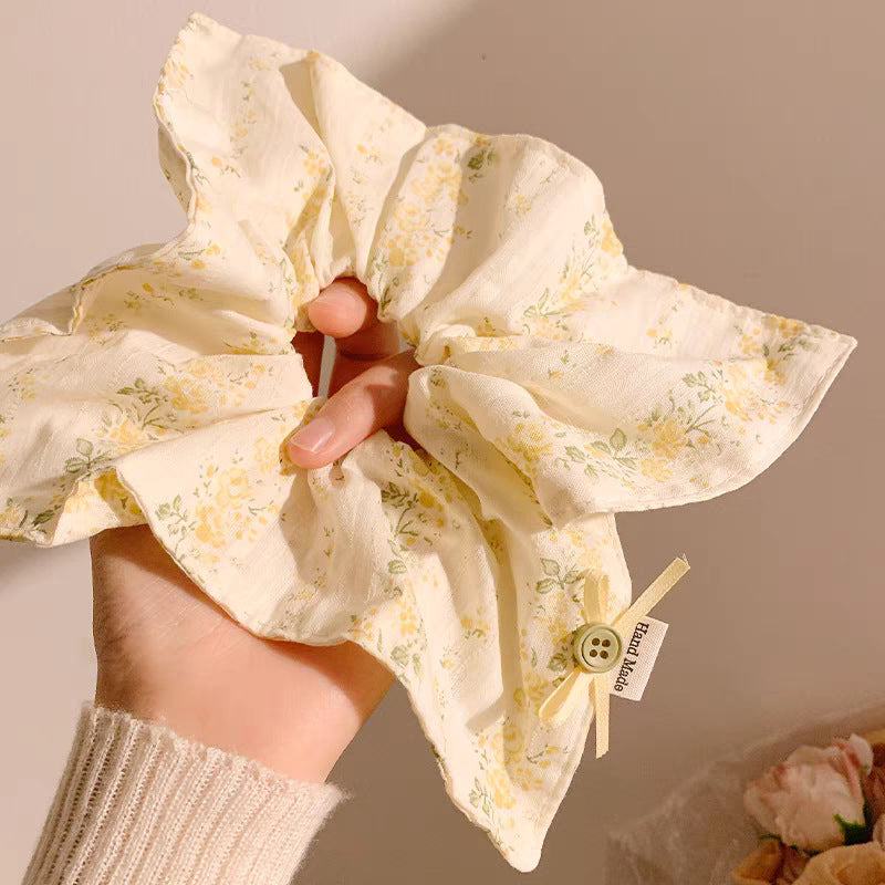 New Chinese blended style square scarf large intestine scrunchie women's large high-end square headband low ponytail hair tie hair accessory