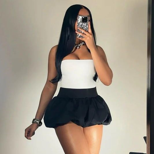 Europe and the United States 2025 sexy women's new solid color versatile Bubble skirt high waist skirt 12 colors in stock