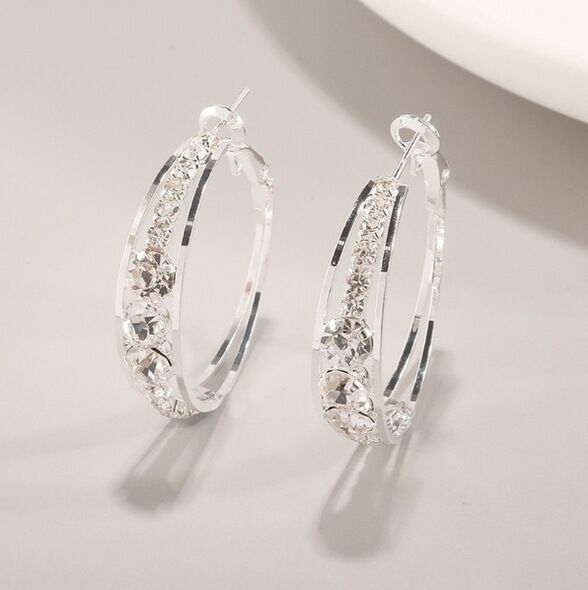 Cross-border explosive products European and American diamond inlaid women's earrings Large circle earrings earrings ear jewelry manufacturers wholesale