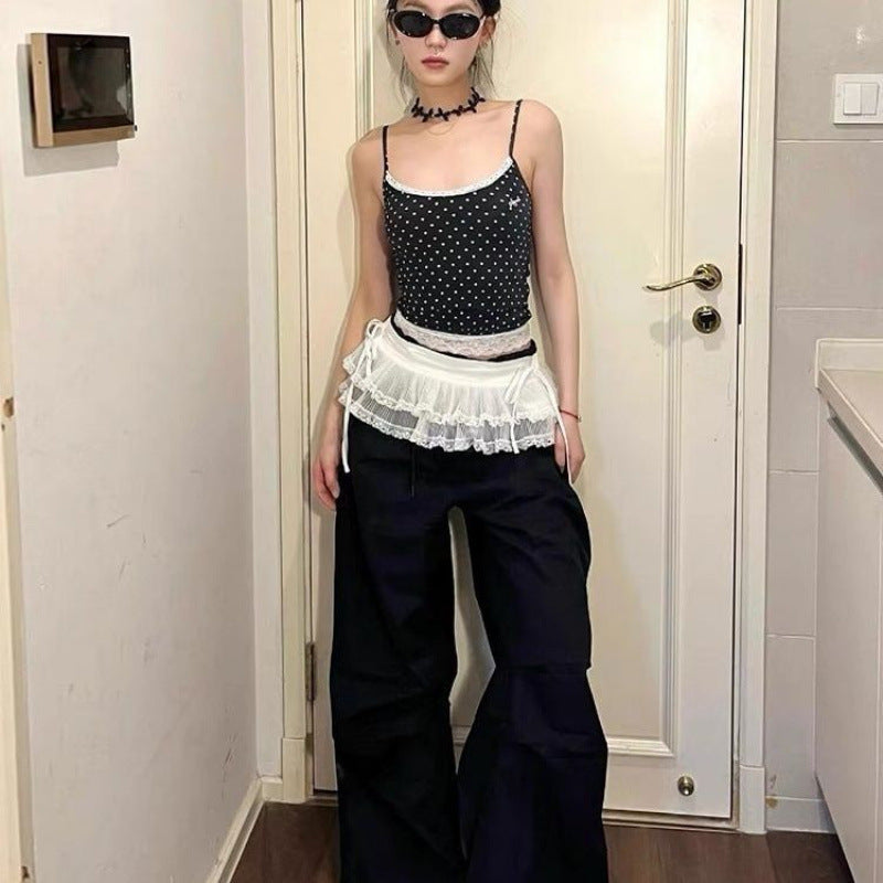 Korean lace layered cake skirt skirt, elastic waist fart curtain versatile lace