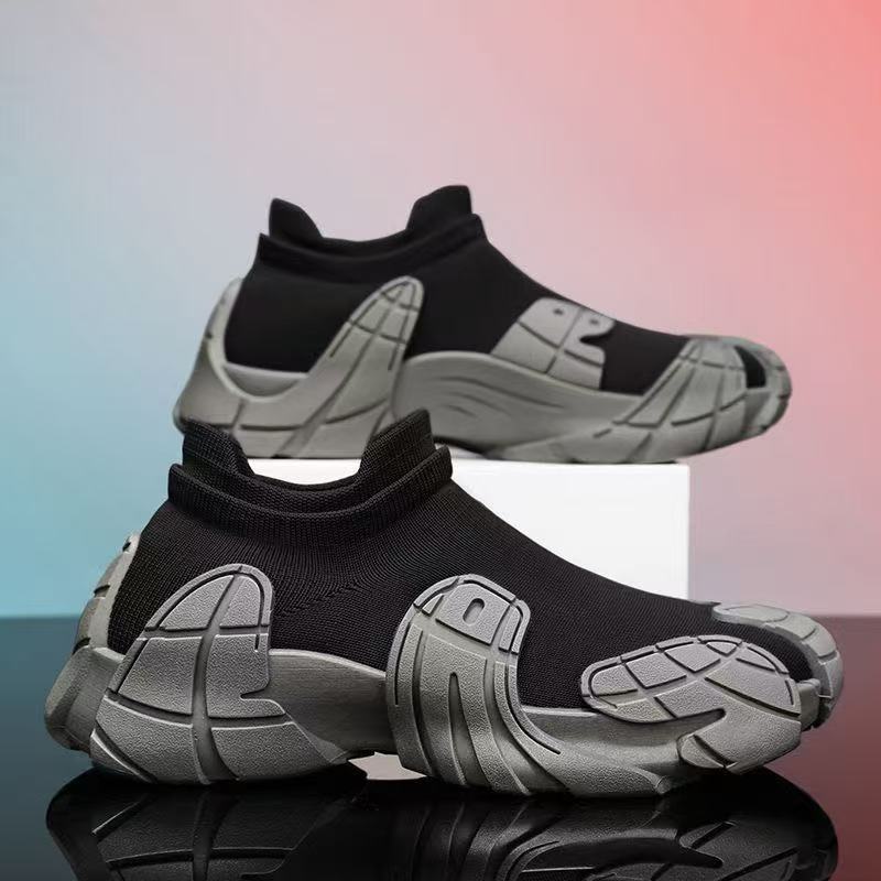 Men's shoes 2025 cross-border explosive breathable mesh fly knitted shoes, youth trendy casual sneakers, soft-soled socks, shoes