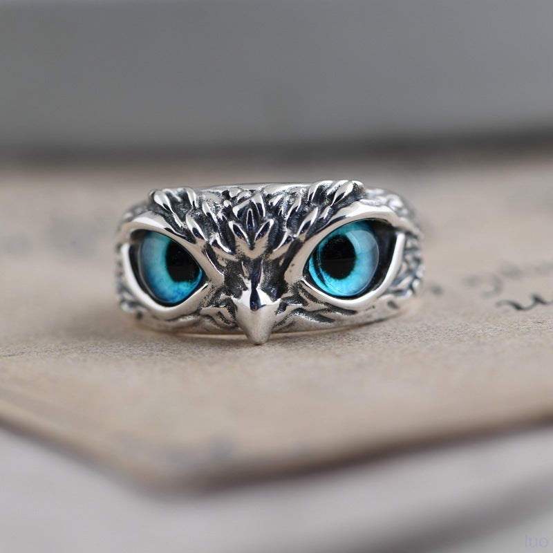 Halloween owl ring literary vintage metal jewelry ring niche high-end men's couple ring