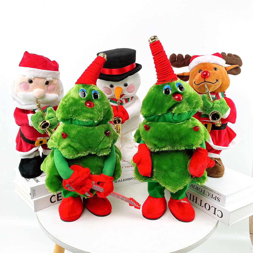 Douyin same swing plush cartoon electric Christmas toy Christmas tree glowing dancing gift mini