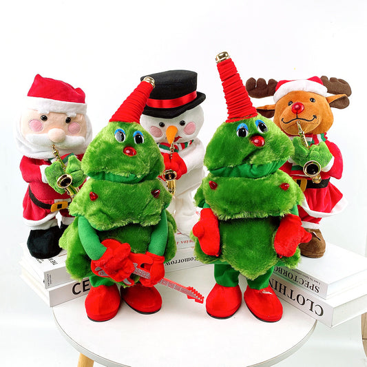 Douyin same swing plush cartoon electric Christmas toy Christmas tree glowing dancing gift mini