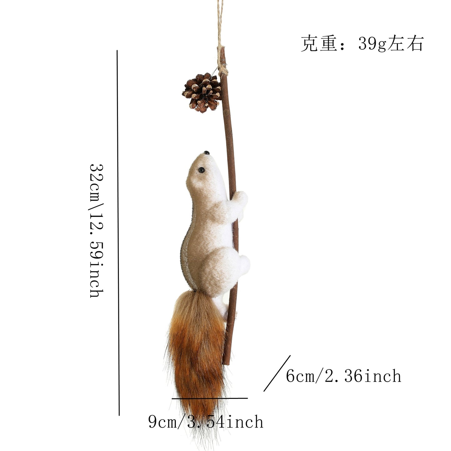 Cross-border new squirrel doll decoration Christmas decoration simulation squirrel pendant Christmas tree creative decoration