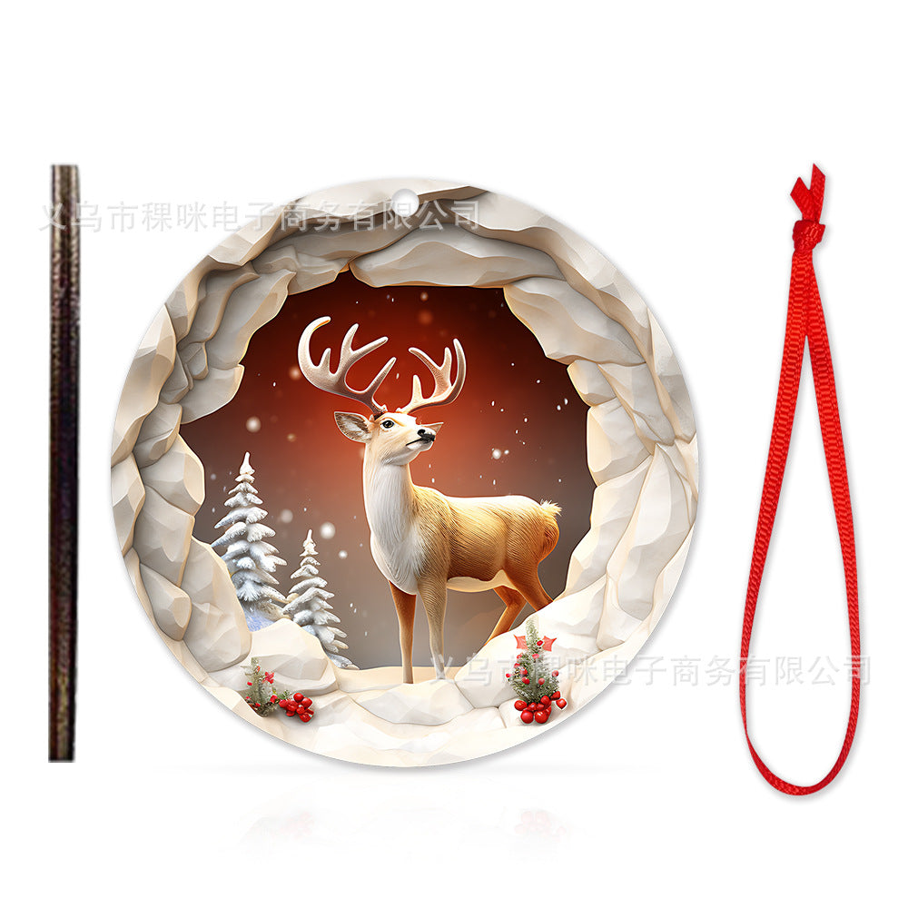 Cross border wooden pendant Christmas decoration Christmas tree hanging holiday craft wooden pendant cartoon gift