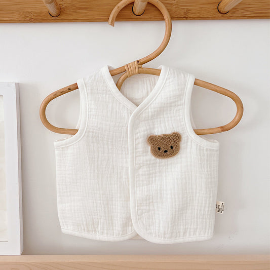 Baby vest, spring and summer newborn four-layer pure cotton A gauze boys' and girls' clothes, toddler coats, baby horse clips