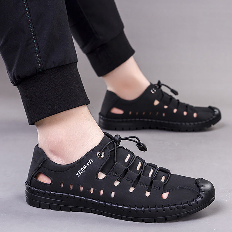Foreign trade cross-border 2025 summer new men's sandals, hole shoes, beach outdoor leather shoes, men's soft-soled breathable casual shoes