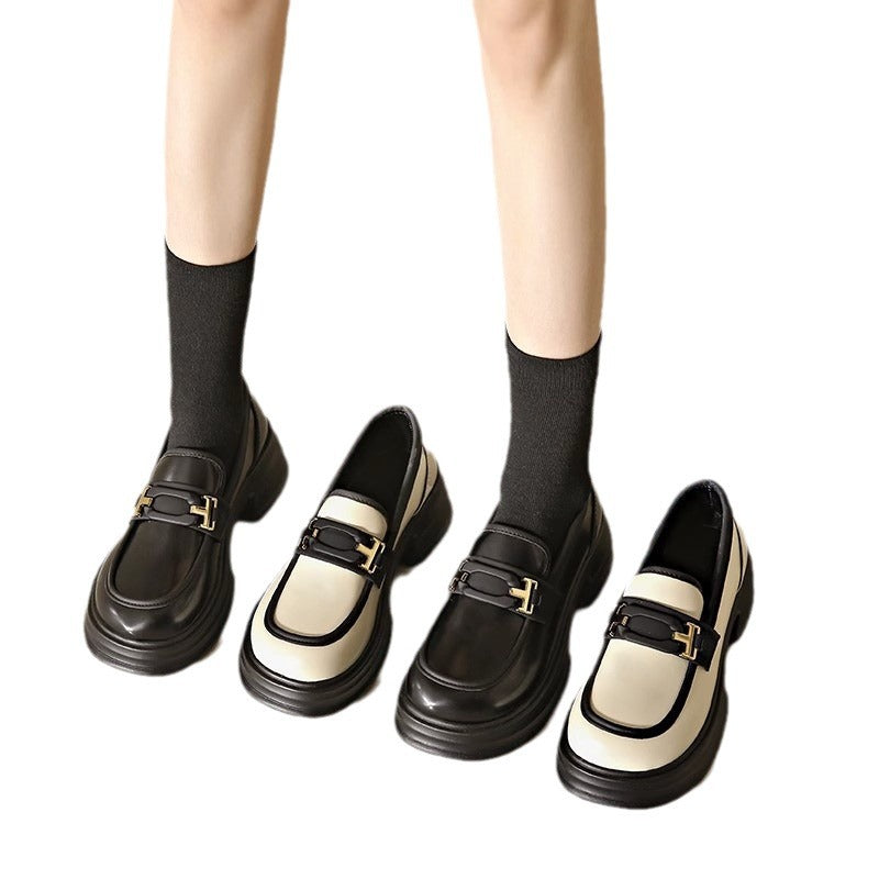 Mary Jane Women's Shoes 2023 New Shoes Summer French Platform Loafers Versatile Single Shoes British Style Small Leather Shoes